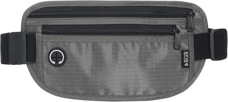 Arouselove Slim RFID Blocking Money Belt for Travel - Anti-Theft Hidden Passport Holder Waist Wallet with Secure Pouch for Cash, Credit Cards & Phone Safe (Grey) - Image 1